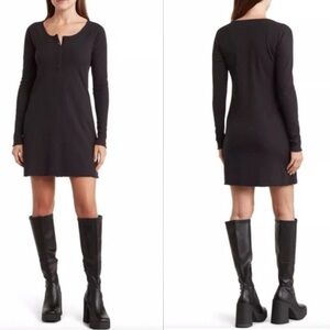 Abound | Black Ribbed Lettuce Hem Bodycon Dress